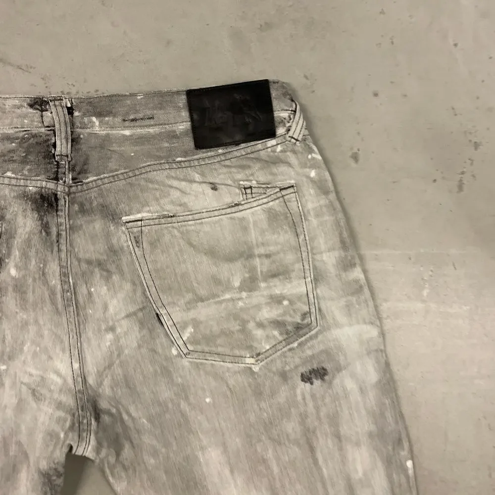 Y2K vintage gray ash wash prps slim distressed ripped paint splatter Jeans 40x34